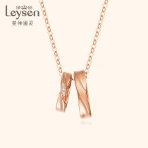 Lai Shen Tongling jewelry to ring shape 18K gold diamond pendant necklace girl born a pair of love in Belgium