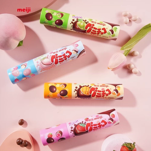 Meiji Meiji маленькие конфеты, шоколадный сэндвич с жевательной резинкой, 50 г, детские повседневные закуски, удовлетворяющие тягу, с разными вкусами