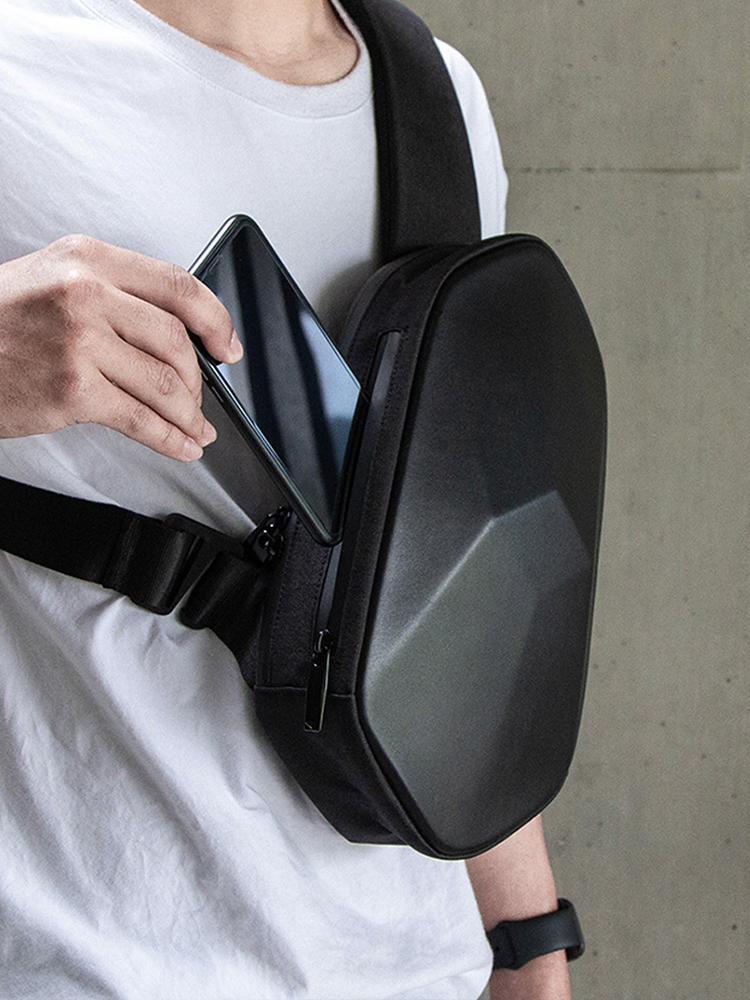 TAJEZZO Pathfinder Multifaceted Slanted Satchel Bag single shoulder bag USB charging satchel male and female locomotive SHOULDER BAG