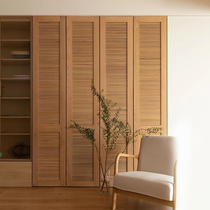Folding louver cabinet door bathroom window anti-light louver solid wood simple louver door louver louver partition