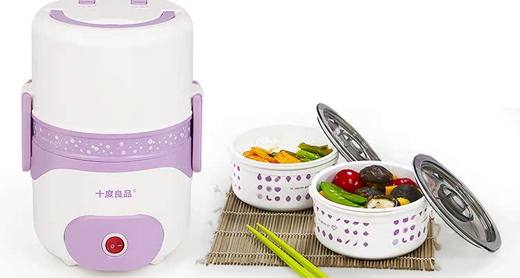 hộp cơm điện inox 2 tầng Mười độ tốt hộp cơm trưa cách điện hộp ăn trưa 2 lớp nữ sinh viên di động người lớn gốm lót vành đai sưởi ấm gạo cặp lồng cơm cắm điện