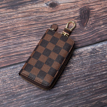 European and American simple zipper key Bag Mens waist hanging multifunctional household small bag large capacity leather womens key bag
