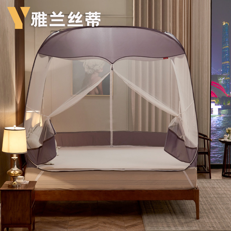 New Chinese-style mosquito nets for home 2021 New model free installation yurt three doors student dormitory anti-fall children thickened