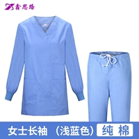 Синий хлопковый лонгслив