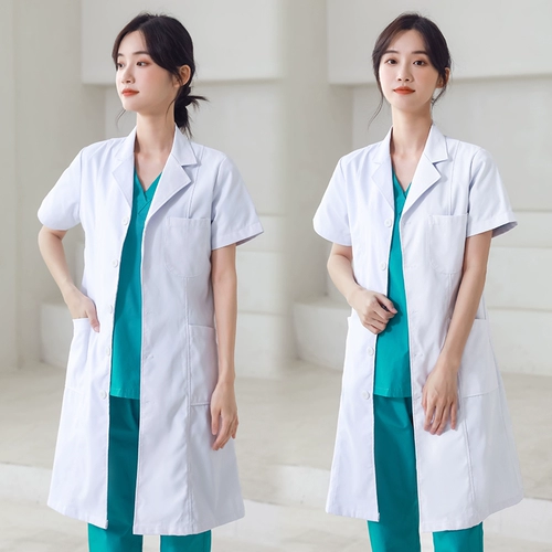 Элитный белый халат, униформа врача, униформа медсестры, для салонов красоты, короткий рукав