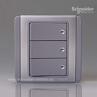 Schneider Switch E3000 will be silver gray triple double control three - open LED switch panel