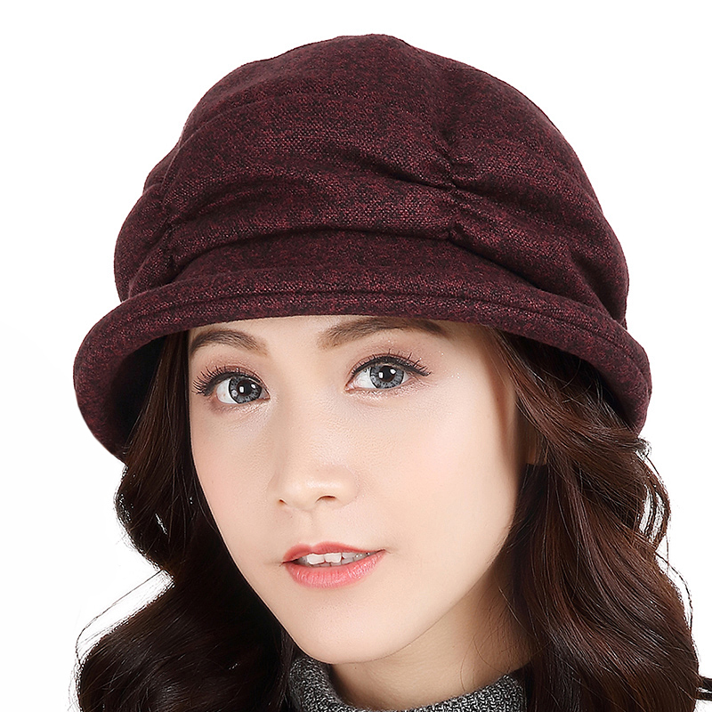 By pigeon new curly top hat female autumn and winter middle-aged Japanese elegant cloth hat female winter warm hat 8138