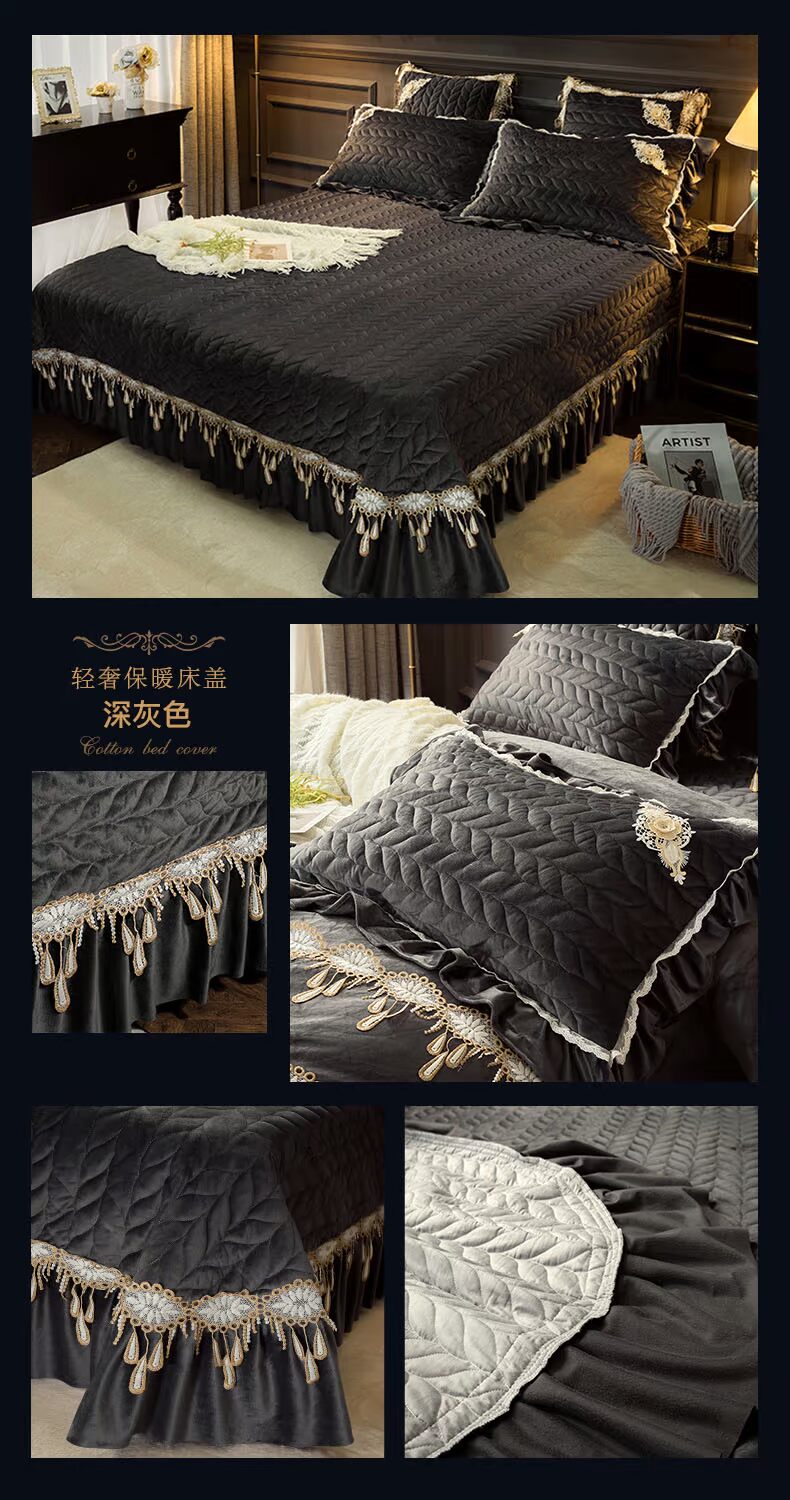 pha lê lãng mạn Pháp Khăn biệt thự nhung dày trải giường mô hình phòng và cashmere mùa thu và mùa đông bộ đồ giường một mảnh 2m - Trải giường ga giường 1m8 x 2m
