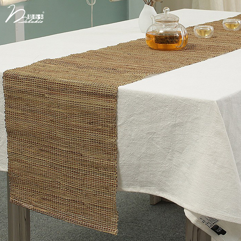 Mabuka Sharb Table Flag Day-style Gongfu Tea Banner Handmade Hemp Brown Tea Mat