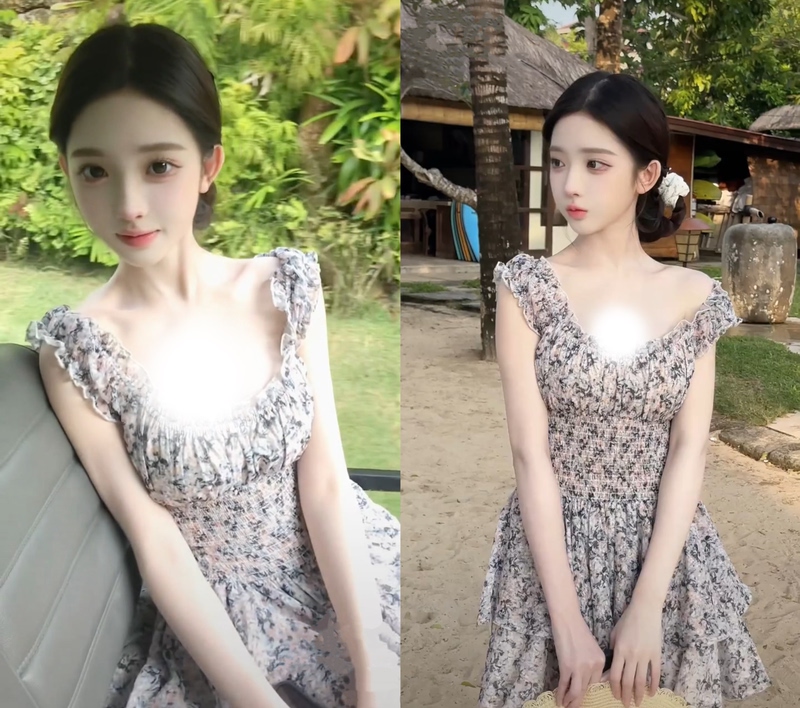 Soft Little Aba~ Same Style as Yutai, Sexy Camisole Dress, Floral Camisole Dress