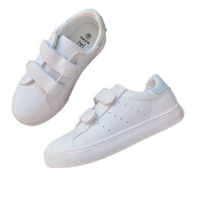 Mowa Magic Tape Breathable Non-Slip White Shoes for Girls, Versatile Soft-Soled Casual Sneakers for Boys, Student Board Shoes for Autumn
