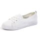 First-Layer Cowhide White Shoes for Women, Soft and Stylish for Spring and Summer, Flat Slip-On Versatile Casual Shallow-Mouthed Single Shoes