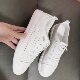 First-Layer Cowhide Hollow Breathable White Sneakers for Women, Autumn Hollow Design, 2024 New Versatile Casual Slip-On Sneakers for Women