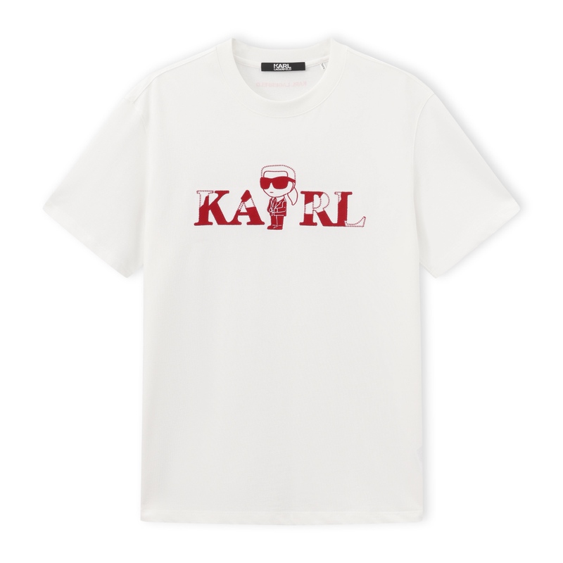 Karl Lagerfeld Men's Clothing 2026 Summer New Style Grandfather Lafayette Embroidered Oversized Short-Sleeve T-Shirt Authentic