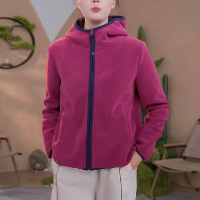 Autumn and Winter Fleece Hooded Sweatshirt for Middle-Aged Mothers, Women's Warm Cardigan, Loose and Slimming, Warm Austrian Fleece Jacket Autumn and Winter Fleece Hooded Sweatshirt for Middle-Aged Mothers, Women's Warm Cardigan, Loose and Slimming, Warm Austrian Fleece Jacket