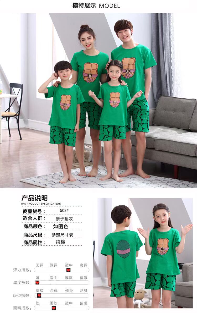 Mùa hè cha mẹ và con đồ ngủ một gia đình ba ngắn tay phù hợp với mẹ và con bông cha mẹ và con nhà dịch vụ nữ của phụ nữ đồ ngủ cotton pijama bé trai