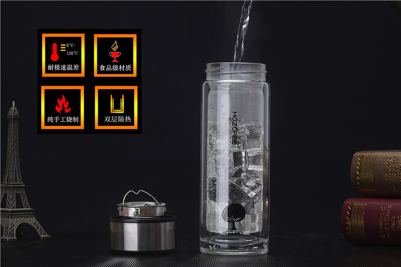Trà thủy tinh cách nhiệt hai lớp Yatai dung tích lớn, chịu nhiệt, bộ lọc bằng thép không gỉ - Tách bình giữ nhiệt lock&lock 1000ml