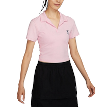 NIKE Nike short-sleeved POLO shirt for women 2024 summer sports and leisure navel-baring high-waist short t-shirt HJ6852-663
