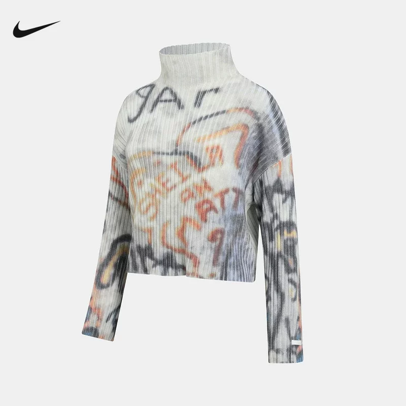 Кофта женская Jordan Nike свободная, зимняя, новая, с принтом, повседневная, короткий рукав, высокий воротник, толстый хлопок THV0299-901