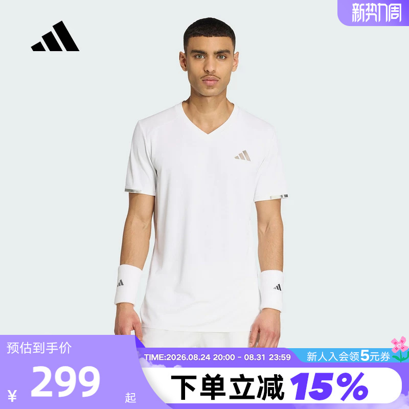 Adidas British Tennis Grand Slam Series Quick-Drying Men's Slim V-Neck Short-Sleeve T-Shirt Kf5001