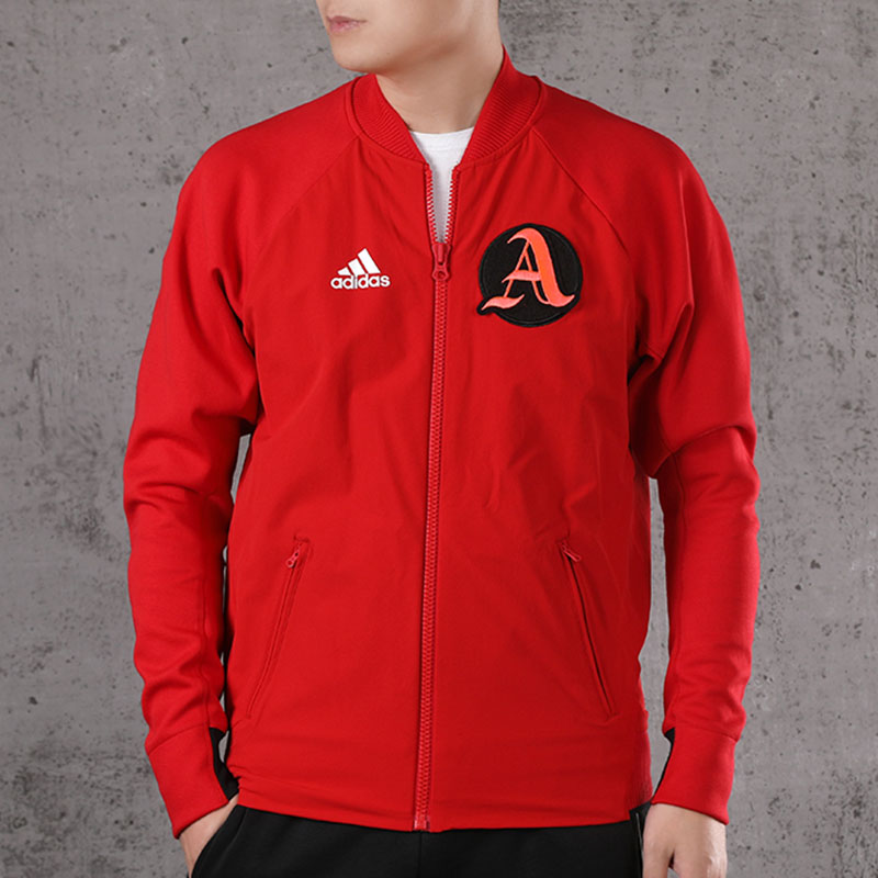 Adidas adidas jacket men's 2021 new year red stand collar jacket sports  baseball uniform FI4681