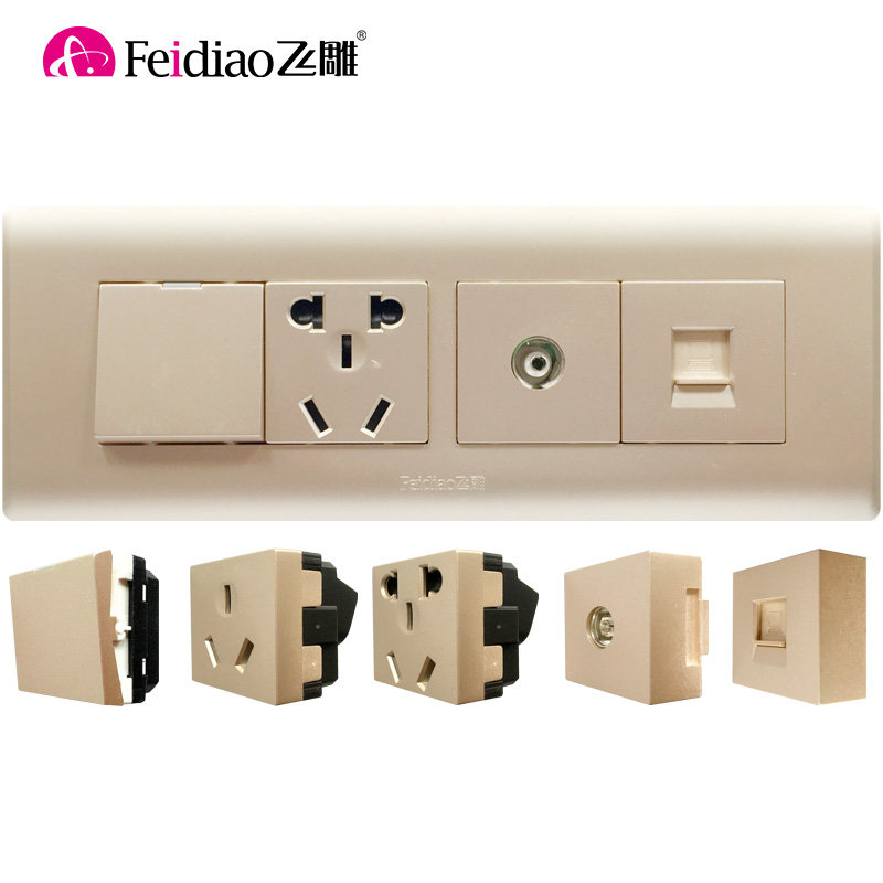 Fly Engraving 118 SWITCH PANEL SOCKET FUNCTION KEYS MULTIPOSITION PANEL WALL SOCKET CHAMPAGNE GOLD