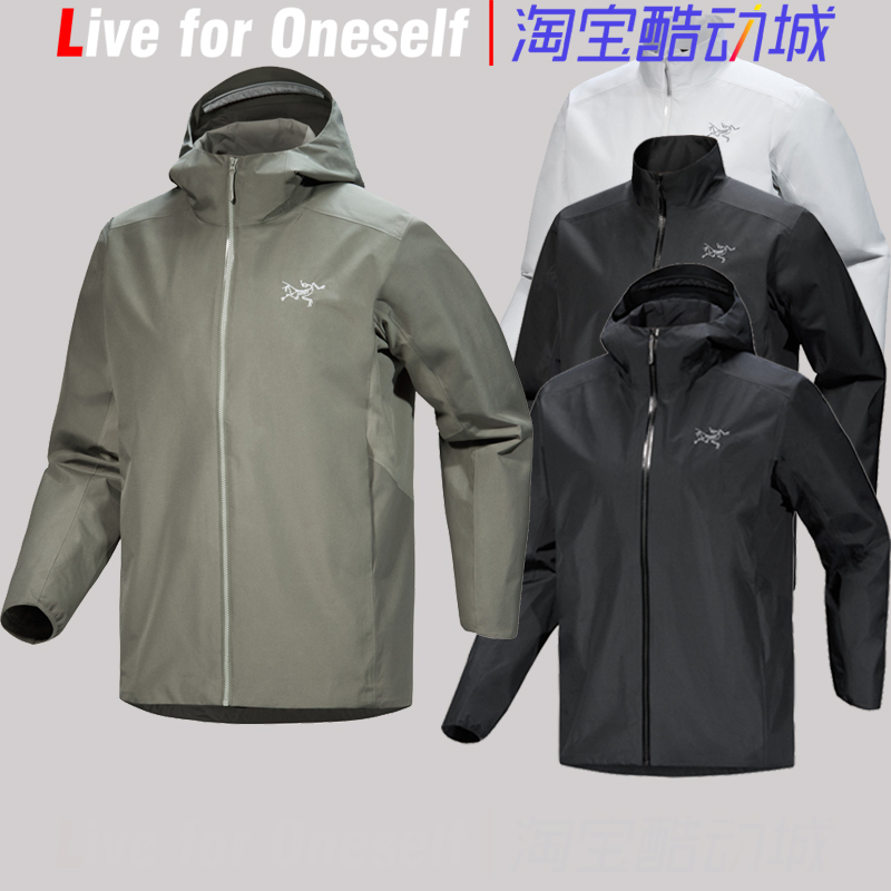 Arc'Teryx Solano Hoody Embroidered Logo Windproof and Waterproof Hooded Jacket Soft Shell Jacket for Men