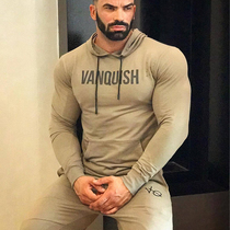 Muscle male brothers fitness clothes sports sweater hooded jumper training suit casual slim cotton gym