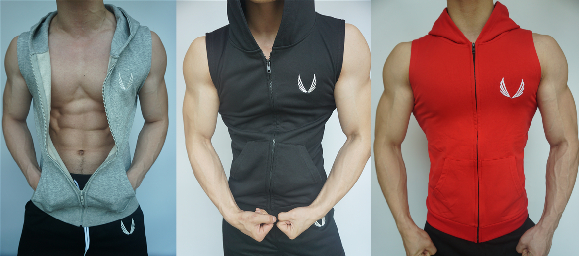 Cơ bắp anh em tập thể dục vest trùm đầu thể thao không tay vest slim vest nam thời trang giản dị áo khoác vest áo khoác nam có mũ adidas