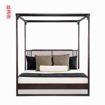 New Chinese shelf bed 1 8 m solid wood bed double wedding bed modern minimalist Homestay inn hotel whole house furniture