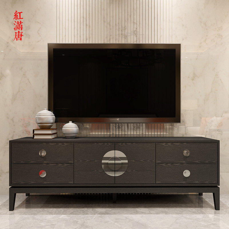 New Chinese solid wood TV cabinet containing cabinet Decorative Cabinet Living-room Ground Cabinet short Closet Decent Board Room Hotel Furniture Custom