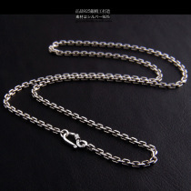 Men and women retro Thai silver S925 silver necklace personality simple tide men choker men and women diamond chain too corner chain