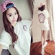 Mùa hè mẫu nữ thoải mái rộng kích thước lớn đồ ngủ cotton một mảnh Váy mùa hè Phụ nữ mang thai Hàn Quốc ngắn tay phục vụ đêm