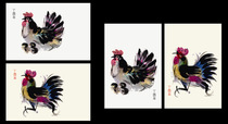 2017-1 Year of the Rooster Dingyou year counterpoint postcard 4 kinds of two pairs (can be used as the 2017 Rooster limit film)