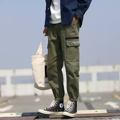 Autumn and winter overalls men's loose trendy brand slim pants handsome Korean trend small feet closing leg pants