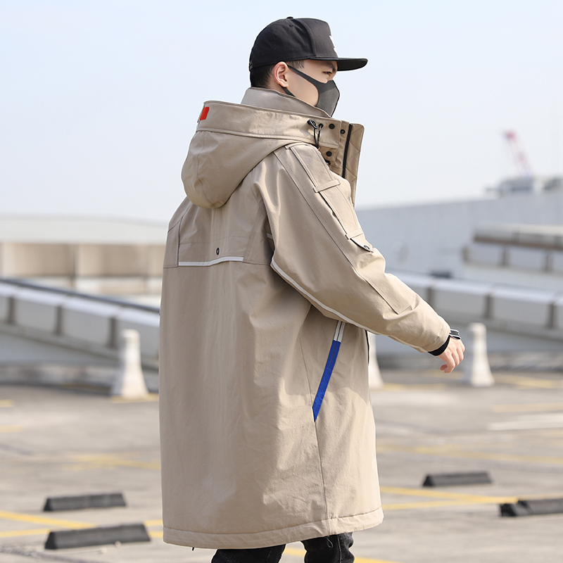 Down jacket men's medium and long version of the tide brand flow thickened winter coat frock over-the-knee coat Parker burst handsome white duck down