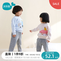 Millefish childrens blouses home to men girl round collar with hoodie baby protective belly long sleeve pyjamas