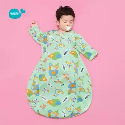 Mileyu pure cotton spring and summer baby sleeping bag 0-3 years old baby newborn children anti-kick quilt integrated sleeping bag