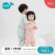 (Highly Recommended) Millefish Childrens autumn clothes suit Mens and womens baby autumn and winter sleeping underwear Two sets