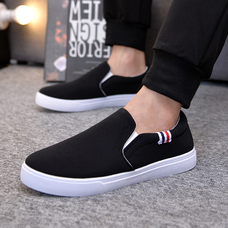 Spring new men's canvas shoes lazy shoes Korean style trendy board shoes boys cloth shoes students casual shoes trendy shoes