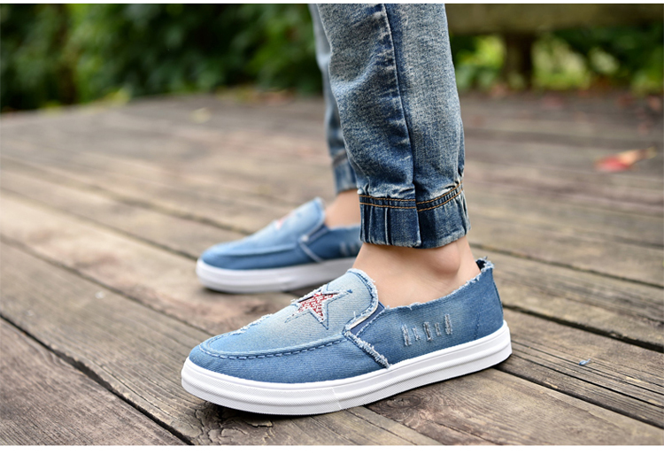 Giày denim Bắc Kinh cũ Giày nam mùa đông Giày thủy triều nam Giày thông thường một bàn đạp giày Giày vải lười nam giày xtep