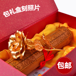 Personality Custom Gold Rose Bamboo Brief Love Letter Suit Birthday Gift Send Wife Girlfriend Sculpted Wedding Gift