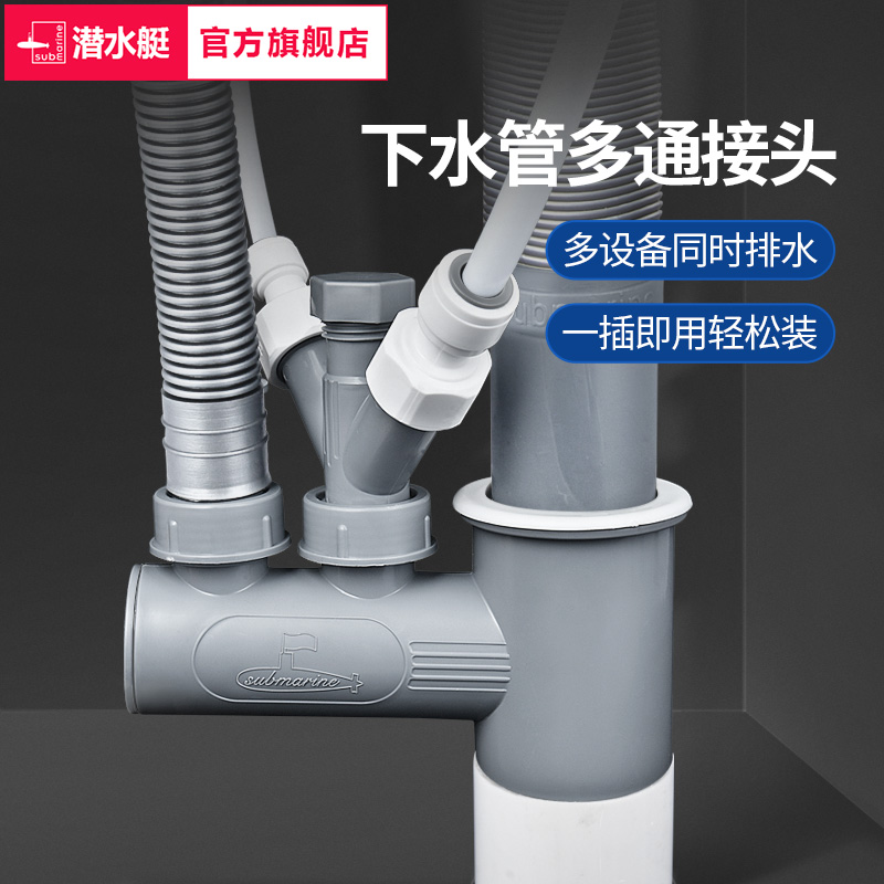 Submarine kitchen sewer pipe deodorant artifact dishwasher water purifier filter drain pipe multi-function connector