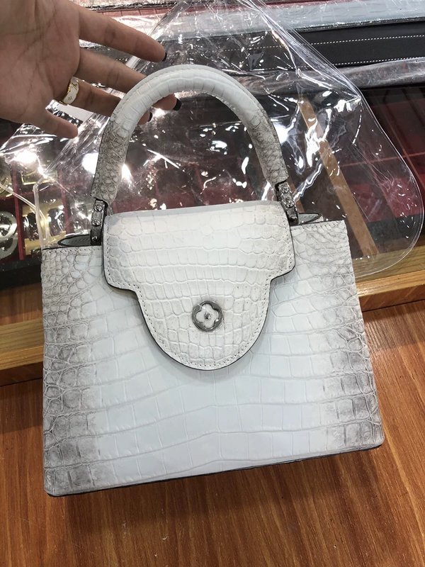 Crocodile Leather Belly Women's Handheld Shoulder Crossbody Bag 27 Cap