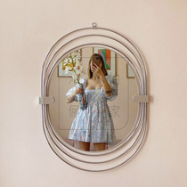 Stainless steel Internet celebrity photo mirror ring makeup mirror round desktop desktop vanity mirror girl retro mirror European mirror