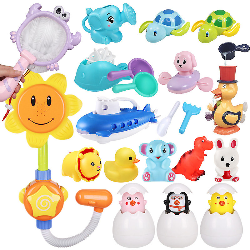 Baby Bath Play With Play Water Elephant Kettle Small Turtle Yellow Duck Toy Male Girl Electric Sunflower Shower Bath