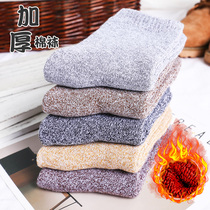 Socks male stockings autumn winter cotton socks thickened and velvet male woolen ring heating and smelly stockings winter towel socks