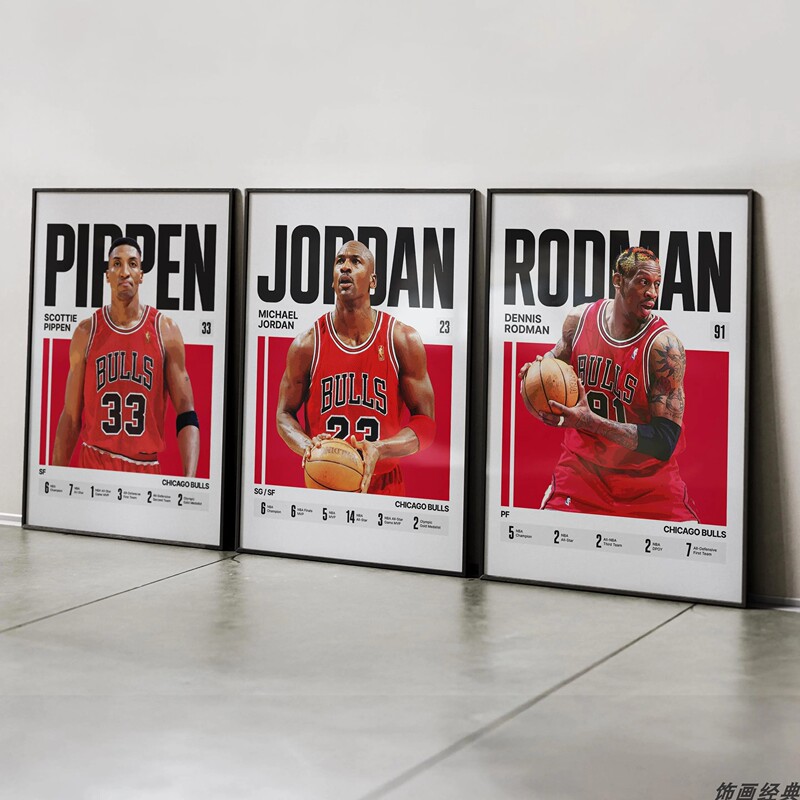 Basketball Decorative Paintings Jordan Pippen Rodman O'Neal Kobe James Irving Curry Mcgrady Iverson