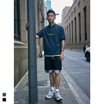 Furnace summer new letter embroidery fake two short sleeve polo shirt mens T-shirt simple Joker top body shirt