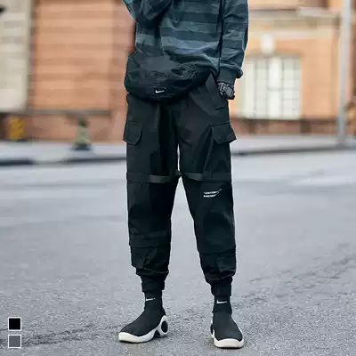 Hearthstone Japanese tooling pants men's autumn casual pants loose simple trend velcro Harlan pants smoke pipe pants